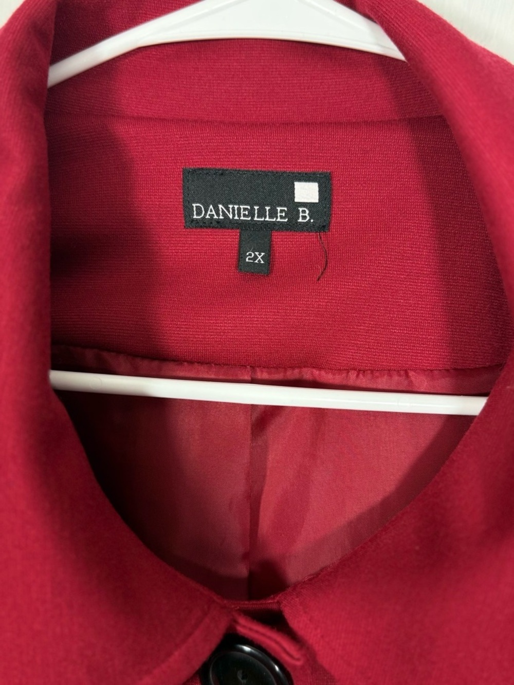 Women's Red Button-Front Pea Coat by Danielle - Picture 6 of 7